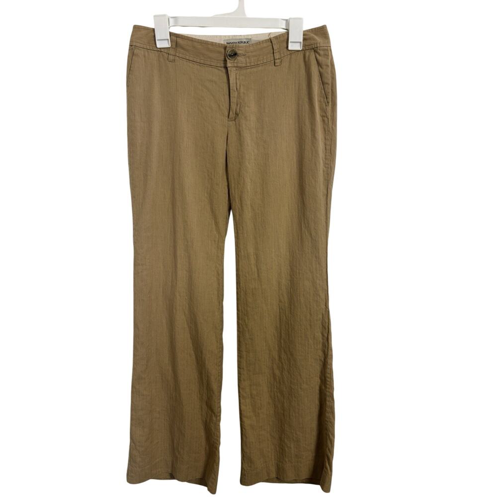 Y2K Banana Republic Linen Cotton Tan Low Rise Pants 8 Granola Boho Sustainable